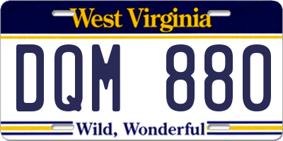 WV license plate DQM880