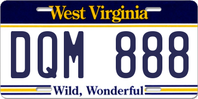WV license plate DQM888