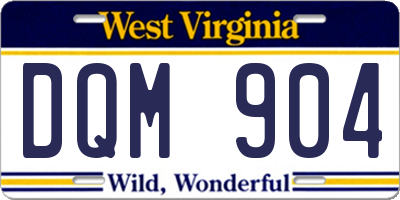 WV license plate DQM904