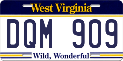 WV license plate DQM909