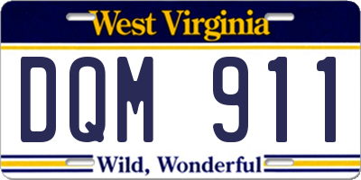 WV license plate DQM911