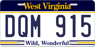 WV license plate DQM915