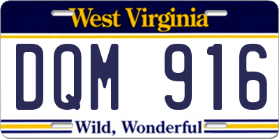 WV license plate DQM916
