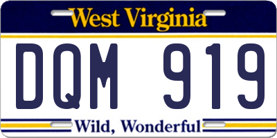 WV license plate DQM919