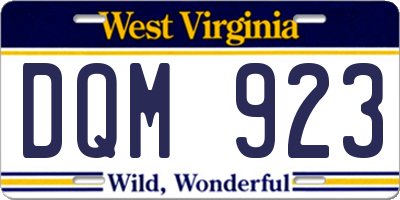 WV license plate DQM923