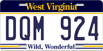 WV license plate DQM924