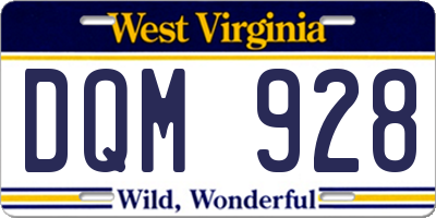 WV license plate DQM928