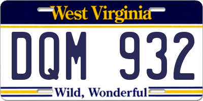 WV license plate DQM932