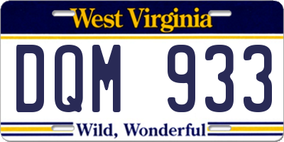WV license plate DQM933