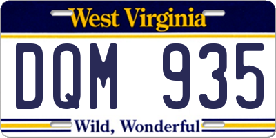 WV license plate DQM935