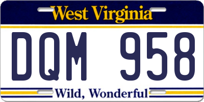WV license plate DQM958