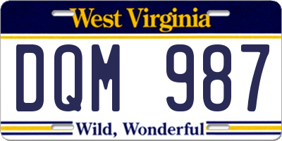 WV license plate DQM987