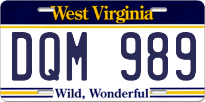 WV license plate DQM989