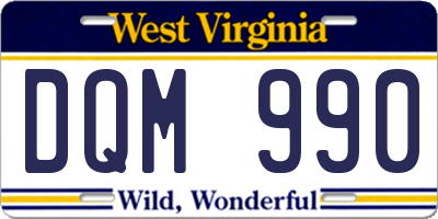 WV license plate DQM990