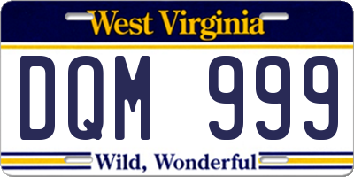WV license plate DQM999