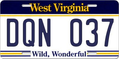WV license plate DQN037