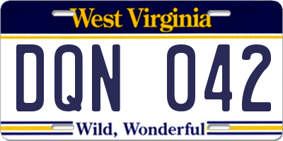 WV license plate DQN042