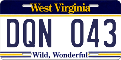 WV license plate DQN043