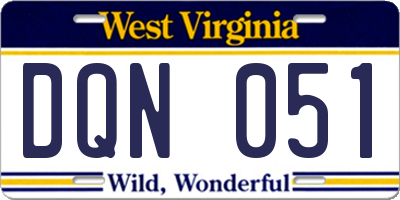 WV license plate DQN051