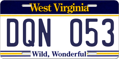 WV license plate DQN053