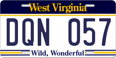 WV license plate DQN057