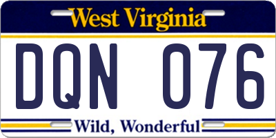 WV license plate DQN076