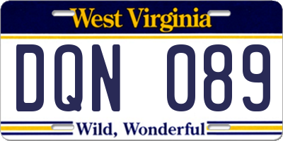 WV license plate DQN089