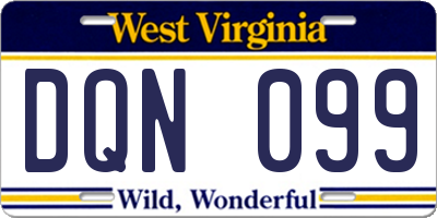 WV license plate DQN099