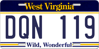 WV license plate DQN119