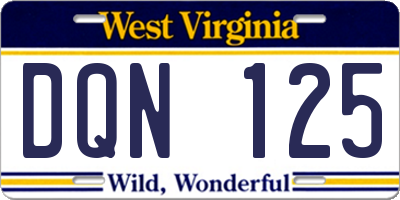 WV license plate DQN125