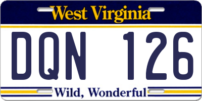 WV license plate DQN126