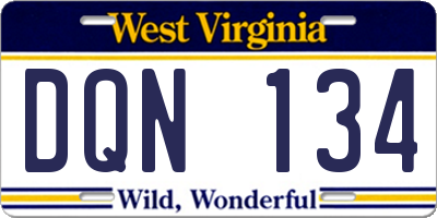 WV license plate DQN134