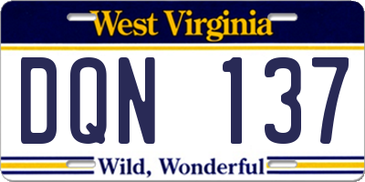 WV license plate DQN137