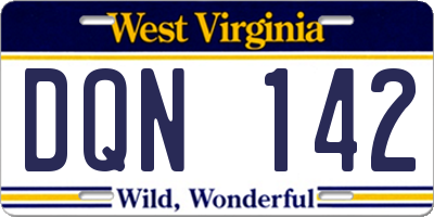 WV license plate DQN142