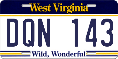 WV license plate DQN143
