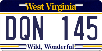 WV license plate DQN145