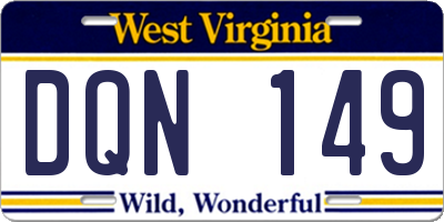 WV license plate DQN149
