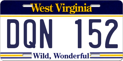 WV license plate DQN152