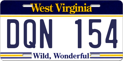 WV license plate DQN154