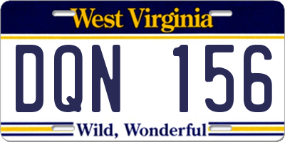 WV license plate DQN156