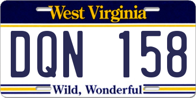 WV license plate DQN158
