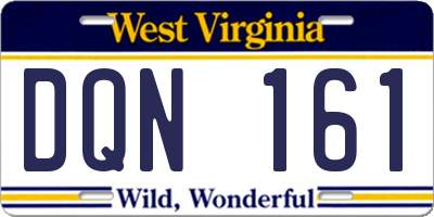 WV license plate DQN161