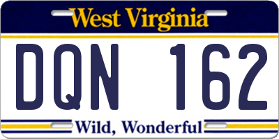 WV license plate DQN162