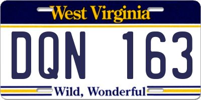 WV license plate DQN163