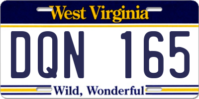 WV license plate DQN165