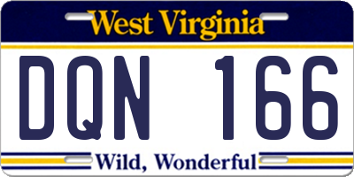WV license plate DQN166