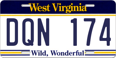 WV license plate DQN174