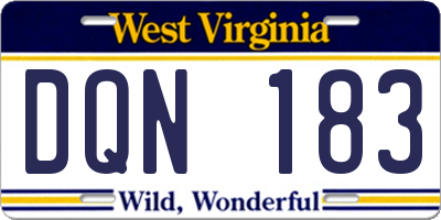 WV license plate DQN183