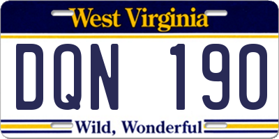 WV license plate DQN190