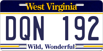 WV license plate DQN192
